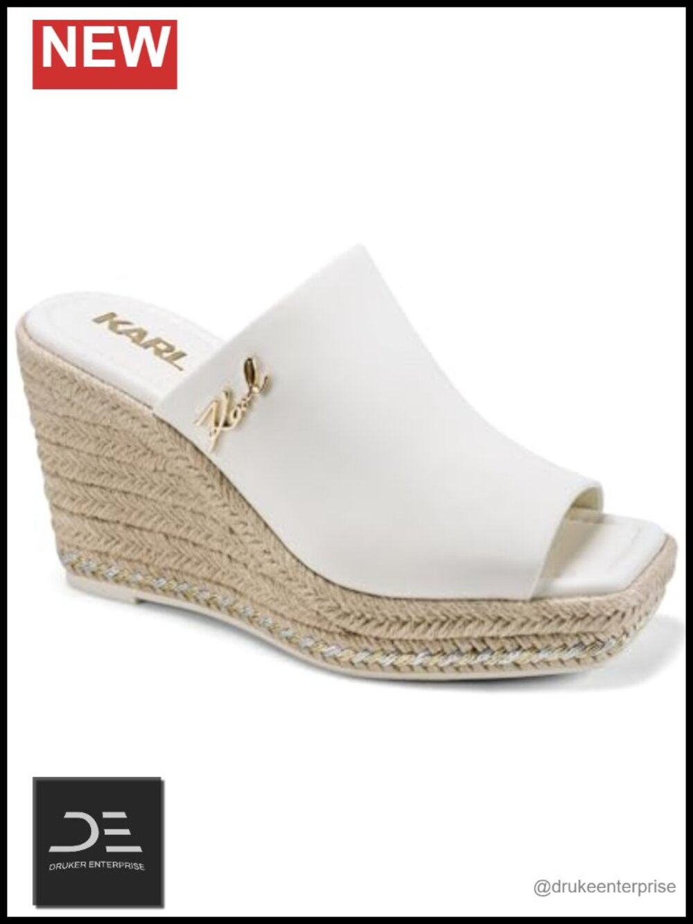Karl Lagerfeld Women's Clove Wedge Sandal Mule - Canvas Open Toe Slip On